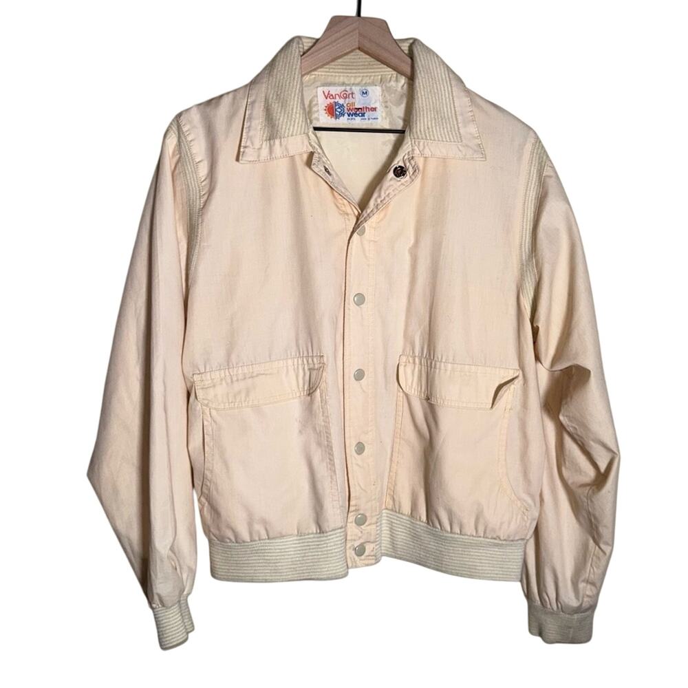 VINTAGE VAN CORT grandpa style button up bomber jacket M